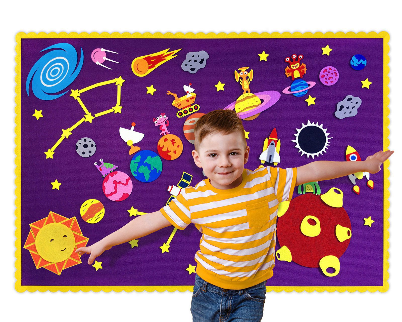 🚀 “Space Stories” Felt Storyboard Play Set for Children’s Early Learning and Development