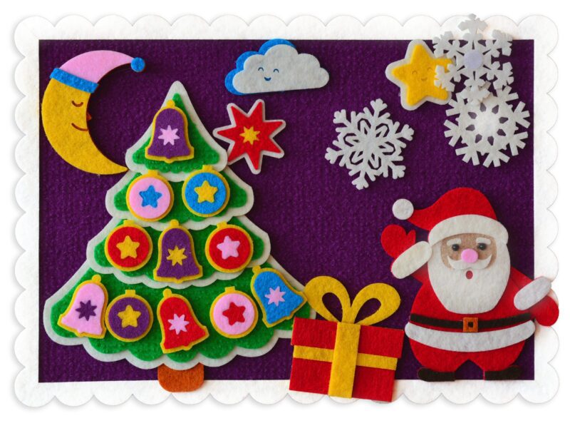 🎄 Christmas Postcard – Mini Felt Set with Velcro® Toys| A4 Size (31×22 cm) | 24 Toys