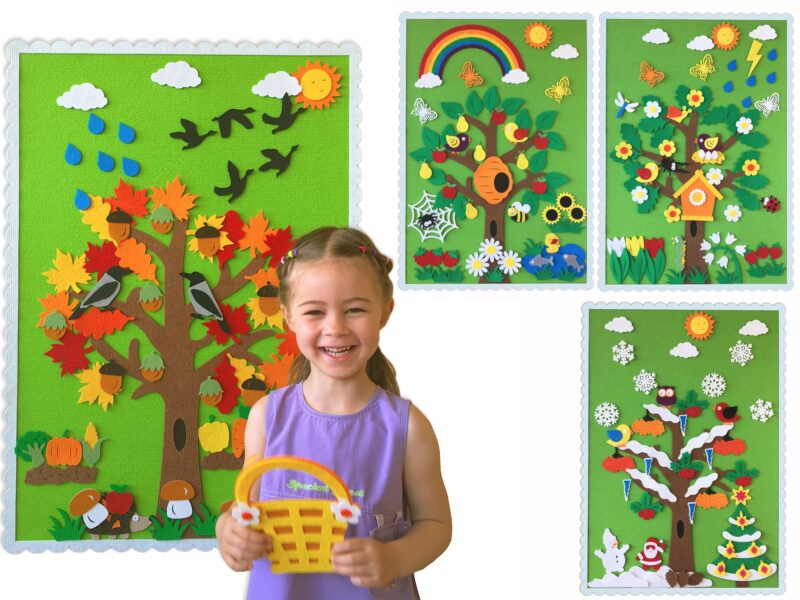 🌸🍎🍁❄️ “Four Seasons” Felt Storyboard Play Set for Children’s Early Learning and Development