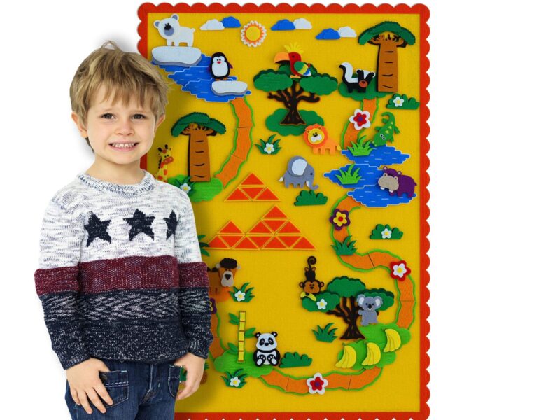 🦒 “Safari Stories” Premium Felt Storyboard Play Set for Children’s Early Learning and Development